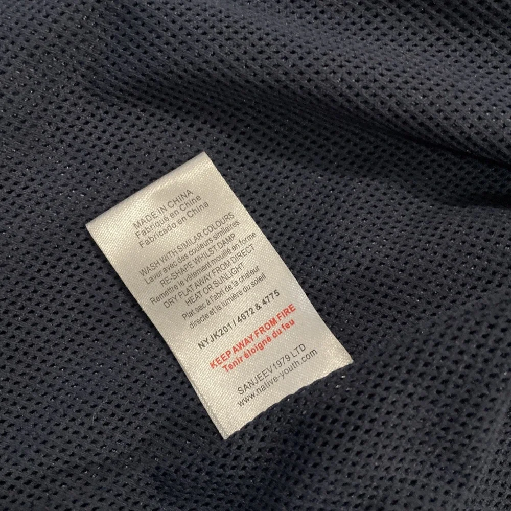 Native Youth Revolve Mens Large Bomber Jacket Coat Blue Full Zipper Pockets‎